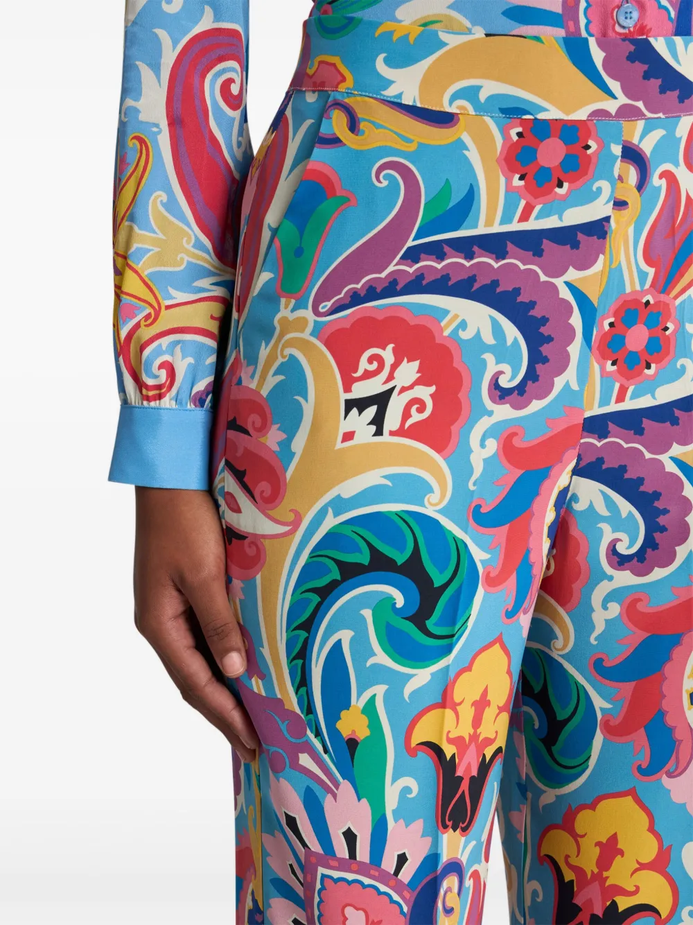 ETRO Palazzo broek met bloemenprint Blauw