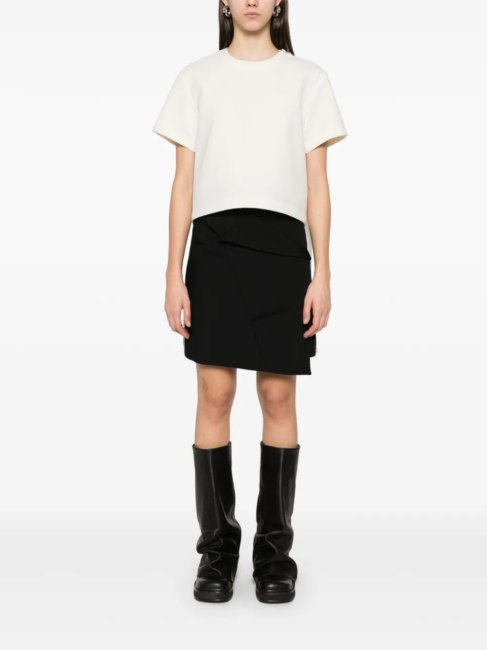 sacai T-shirt met contrasterend vlak Beige