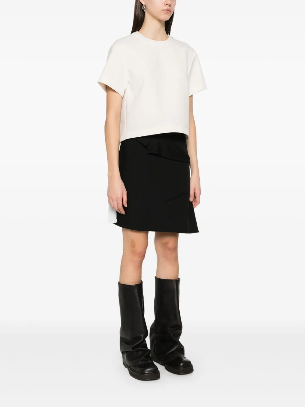 sacai T-shirt met contrasterend vlak Beige