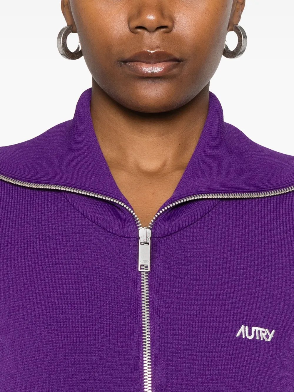 Shop Autry Knitted Track Jacket In Purple