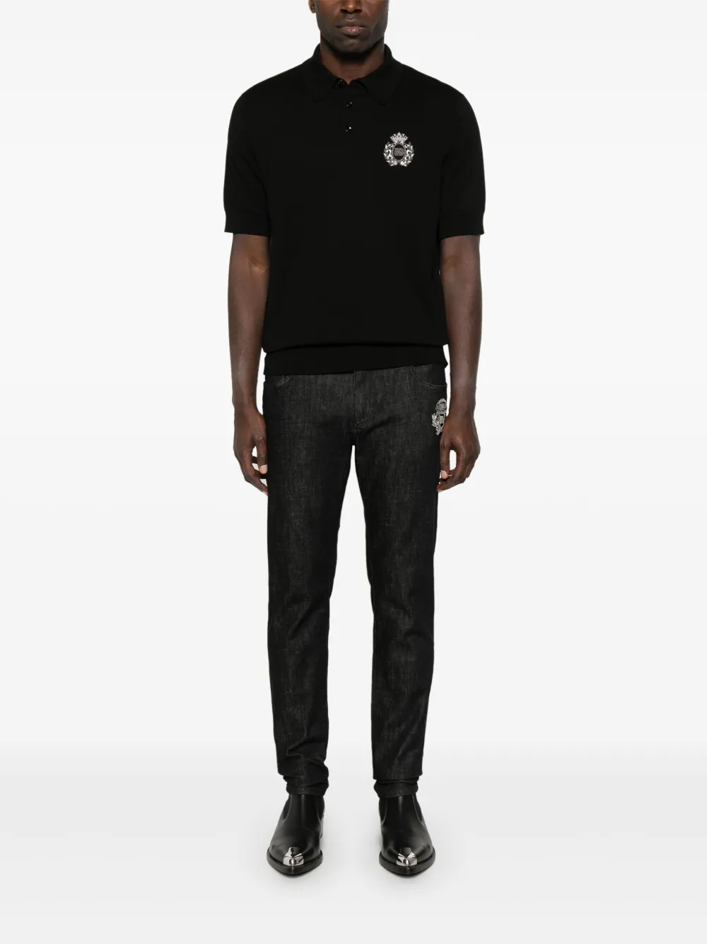 Dolce & Gabbana Skinny jeans met logopatch - Zwart