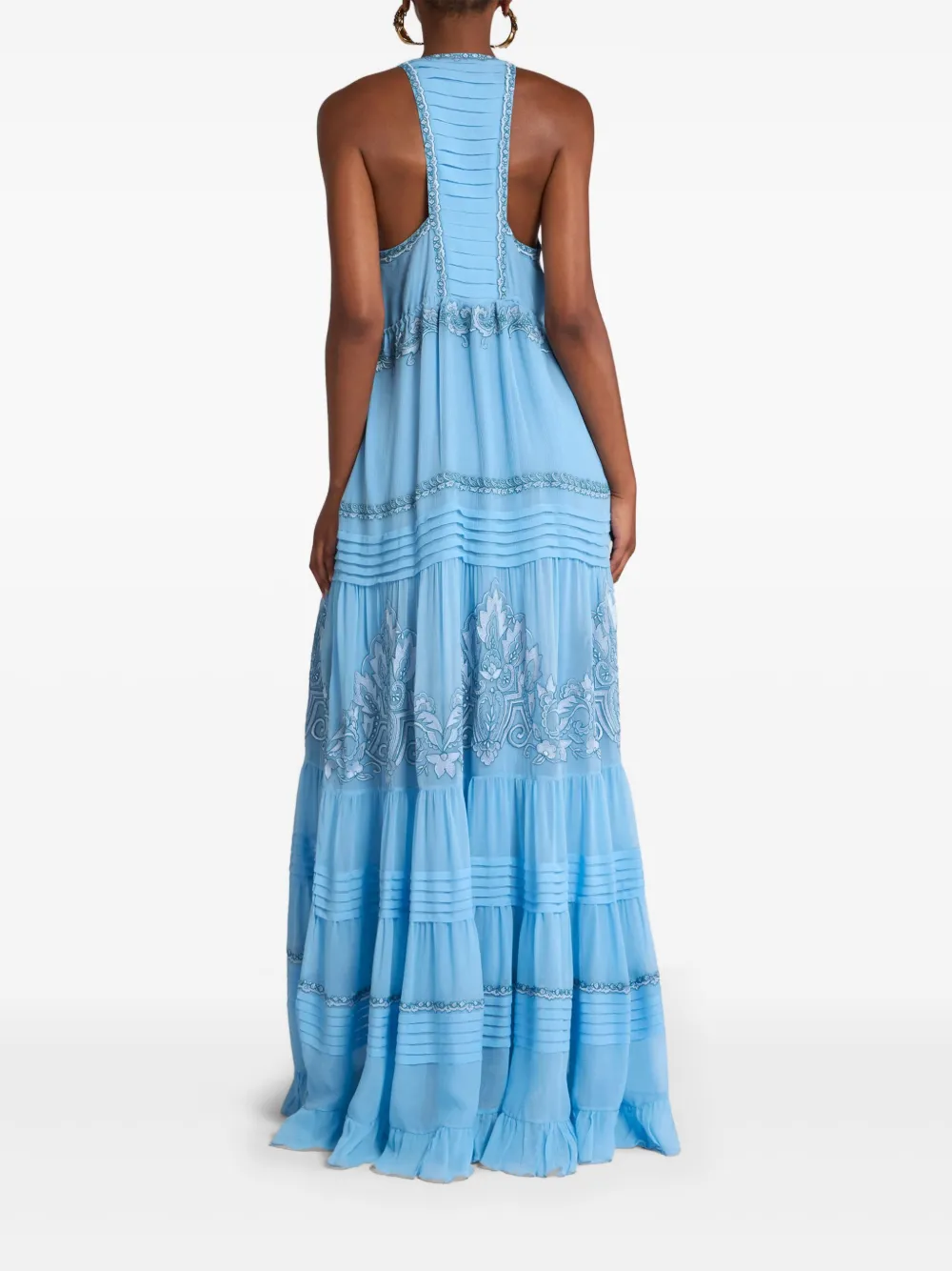 ETRO Jurk met geborduurde bloemen Blauw