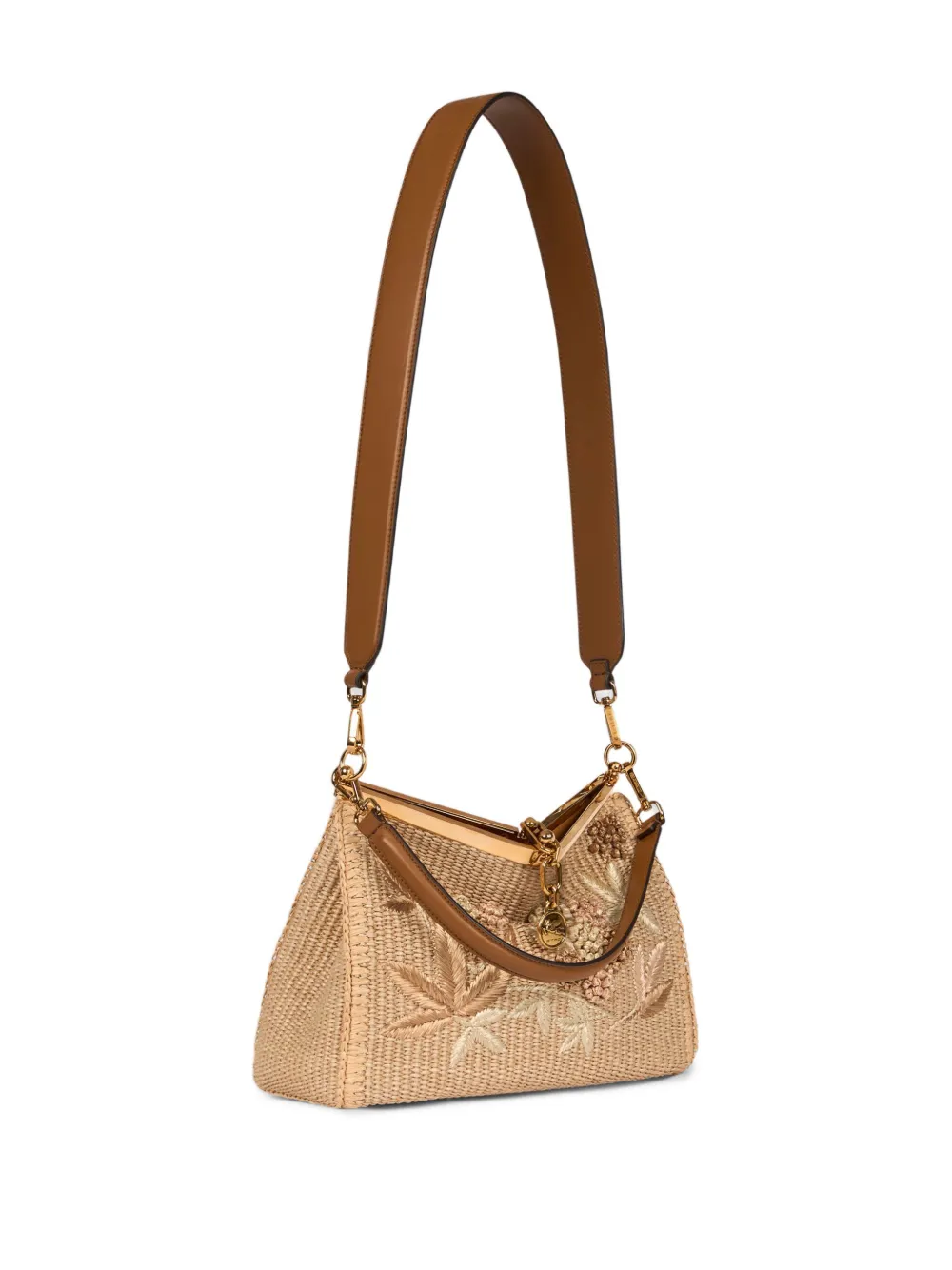 ETRO Vela raffia schoudertas Beige