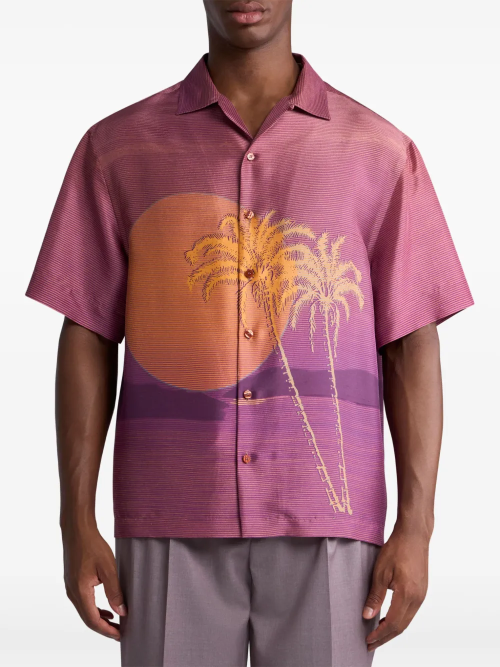 ETRO T-shirt met zonsondergangprint Roze