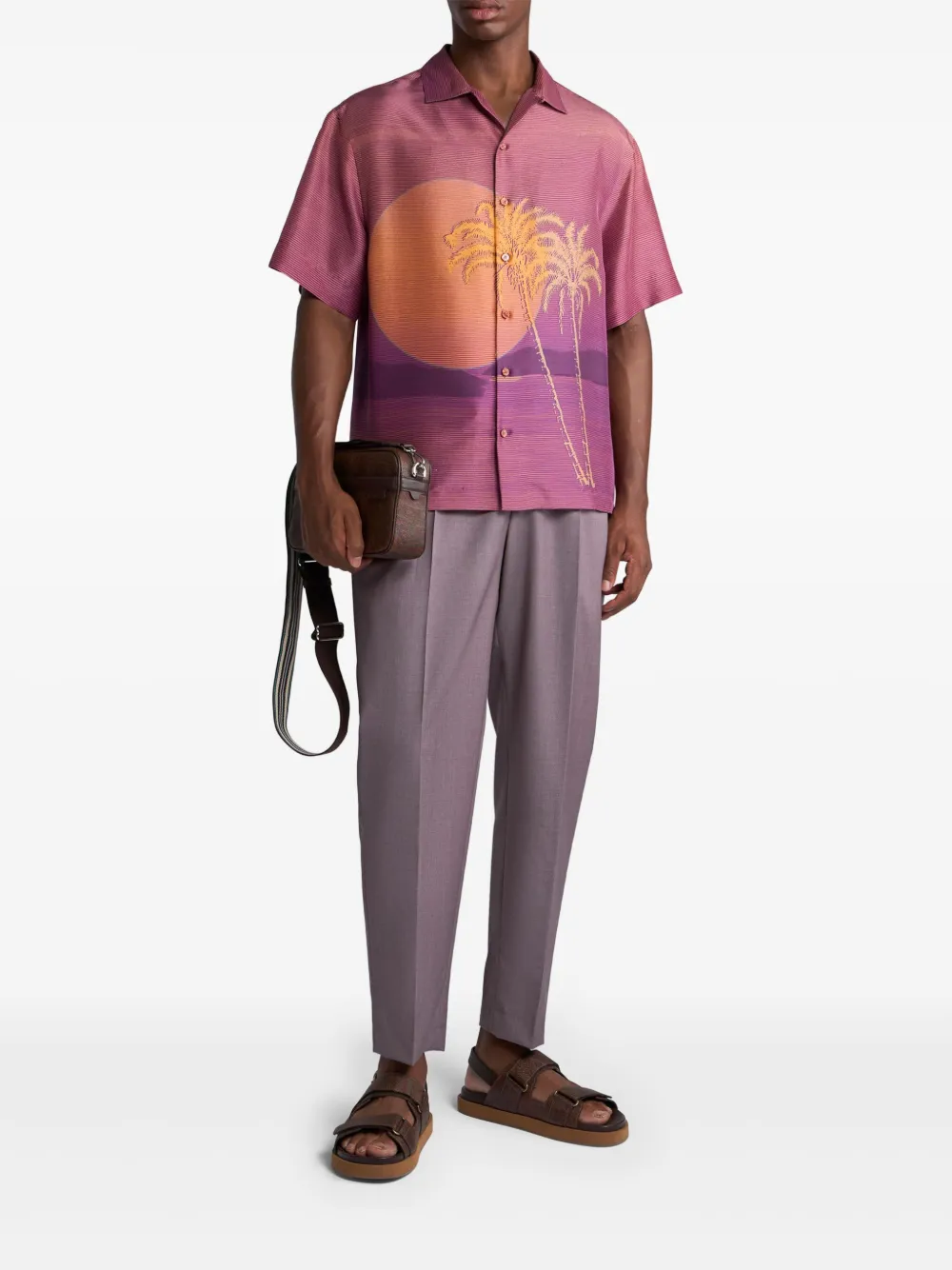 ETRO T-shirt met zonsondergangprint - Roze