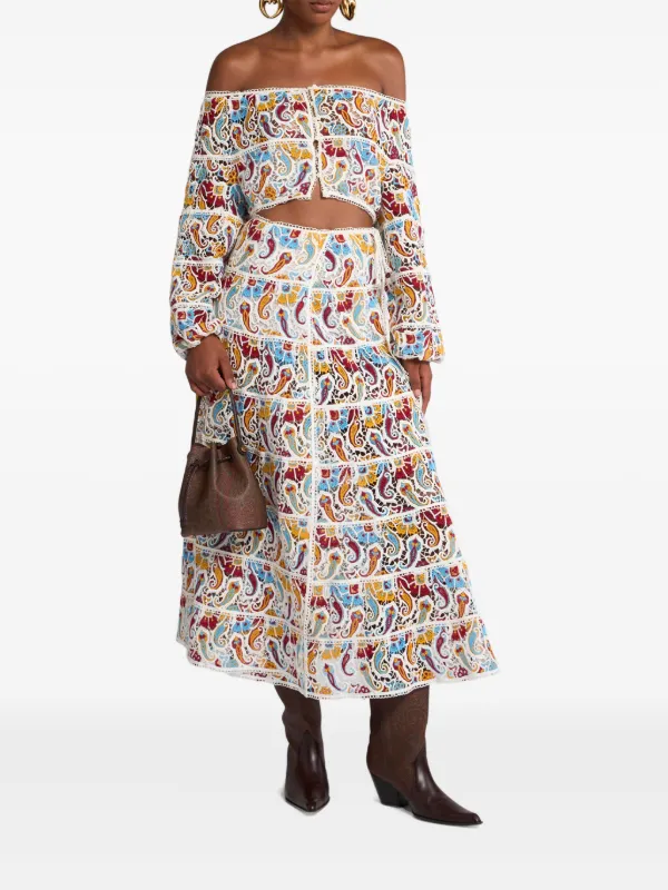 ETRO ペイズリー スカート | ホワイト | FARFETCH JP
