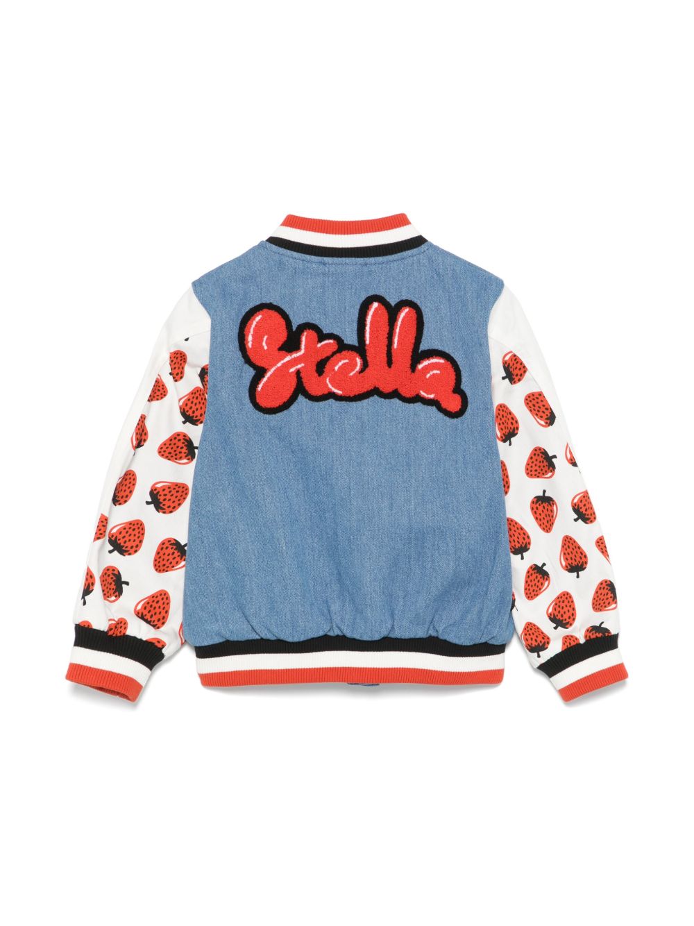 Stella McCartney Kids strawberry-print vasity jacket - Blue