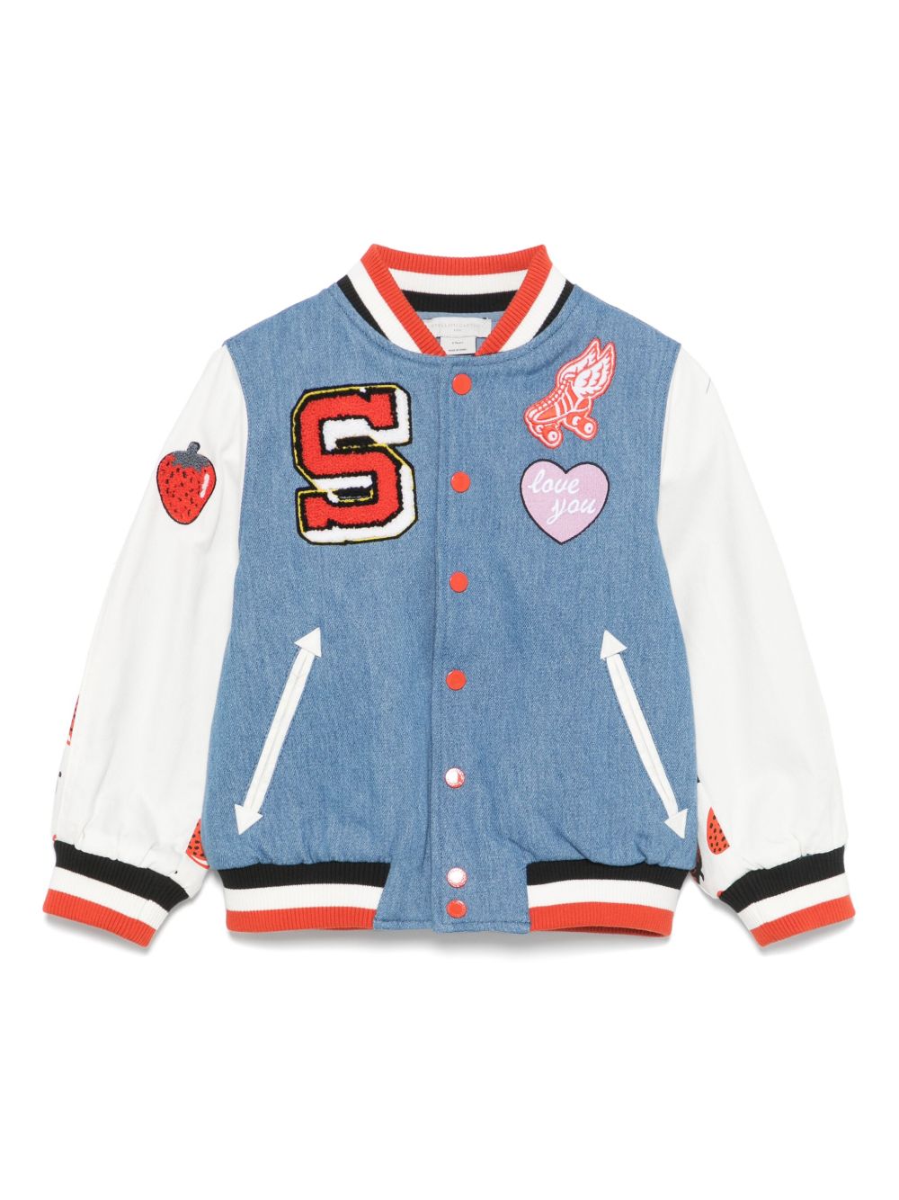 Stella McCartney Kids strawberry-print vasity jacket - Blue