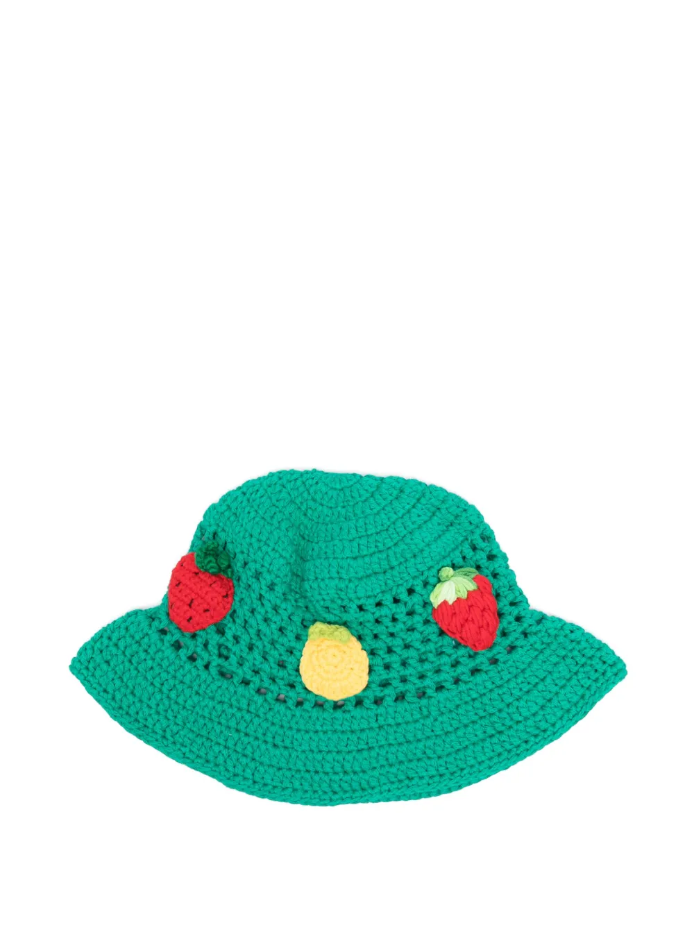 Stella McCartney Kids Gehaakte vissershoed met geborduurde bes Groen