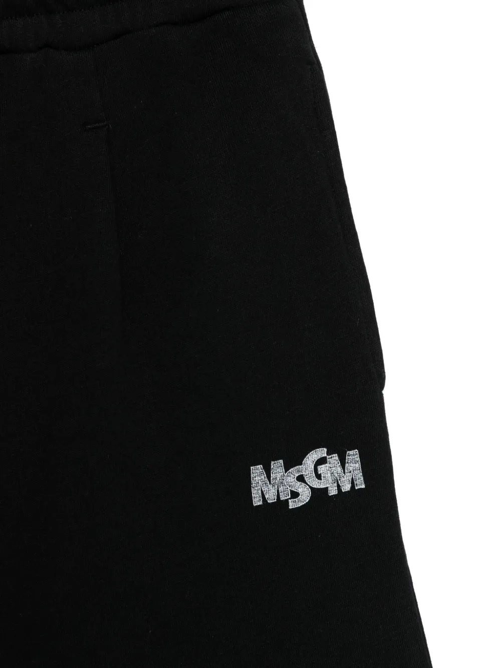Msgm Cotton Track Shorts In Black