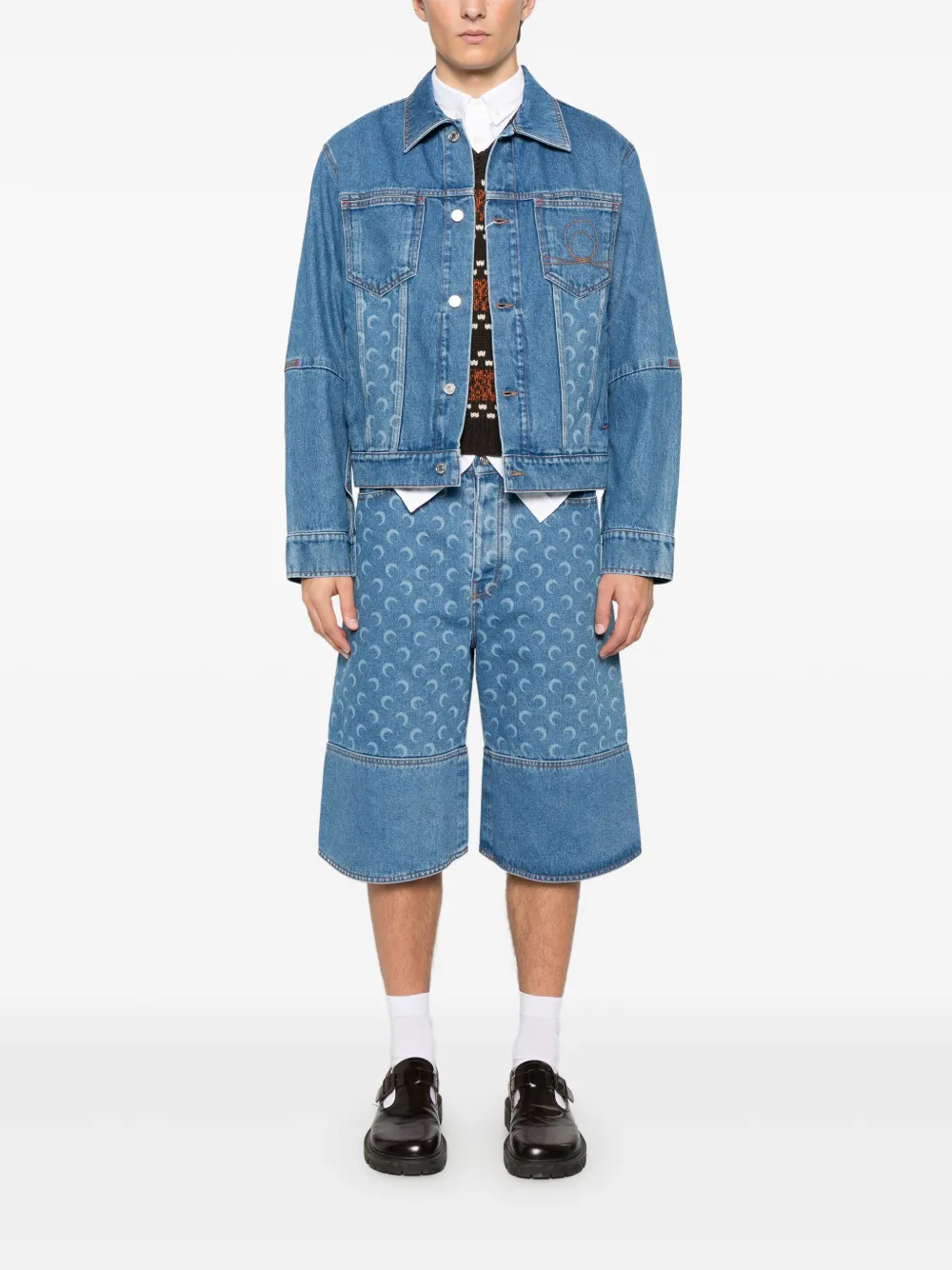 marineserre Marine Serre Shorts met Moonogram-patroon - Blauw