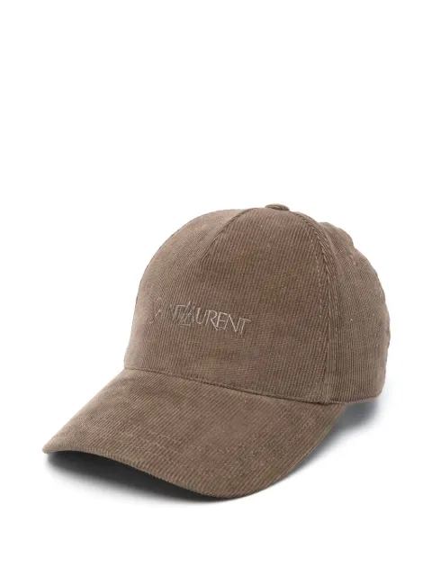 Saint Laurent logo-embroidered corduroy cap