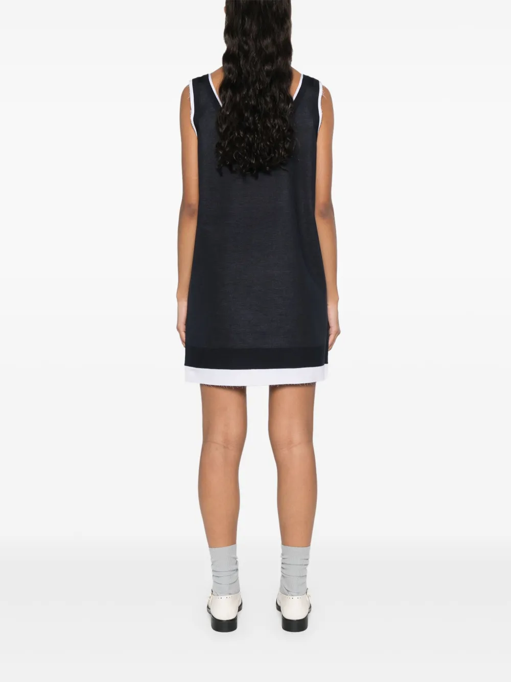 Miu Gebreide popeline mini-jurk Blauw