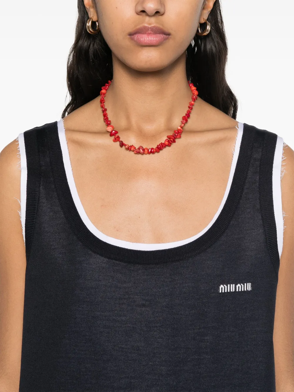 Miu Gebreide popeline mini-jurk Blauw