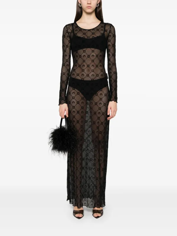 Marine Serre Mesh Flocked Maxi Dress | Black | FARFETCH