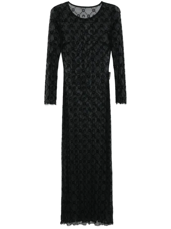 ワンピース MARINE SERRE Woman Dress Brown WDR052 BR50 Buy MARINE SERRE women black embroidered logo maxi dress for