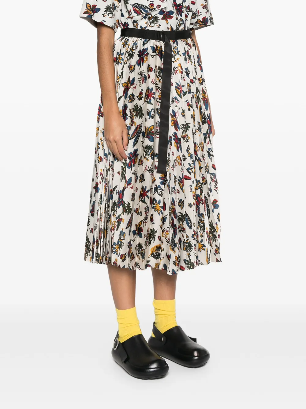 sacai Midi-jurk met bloemenprint Grijs