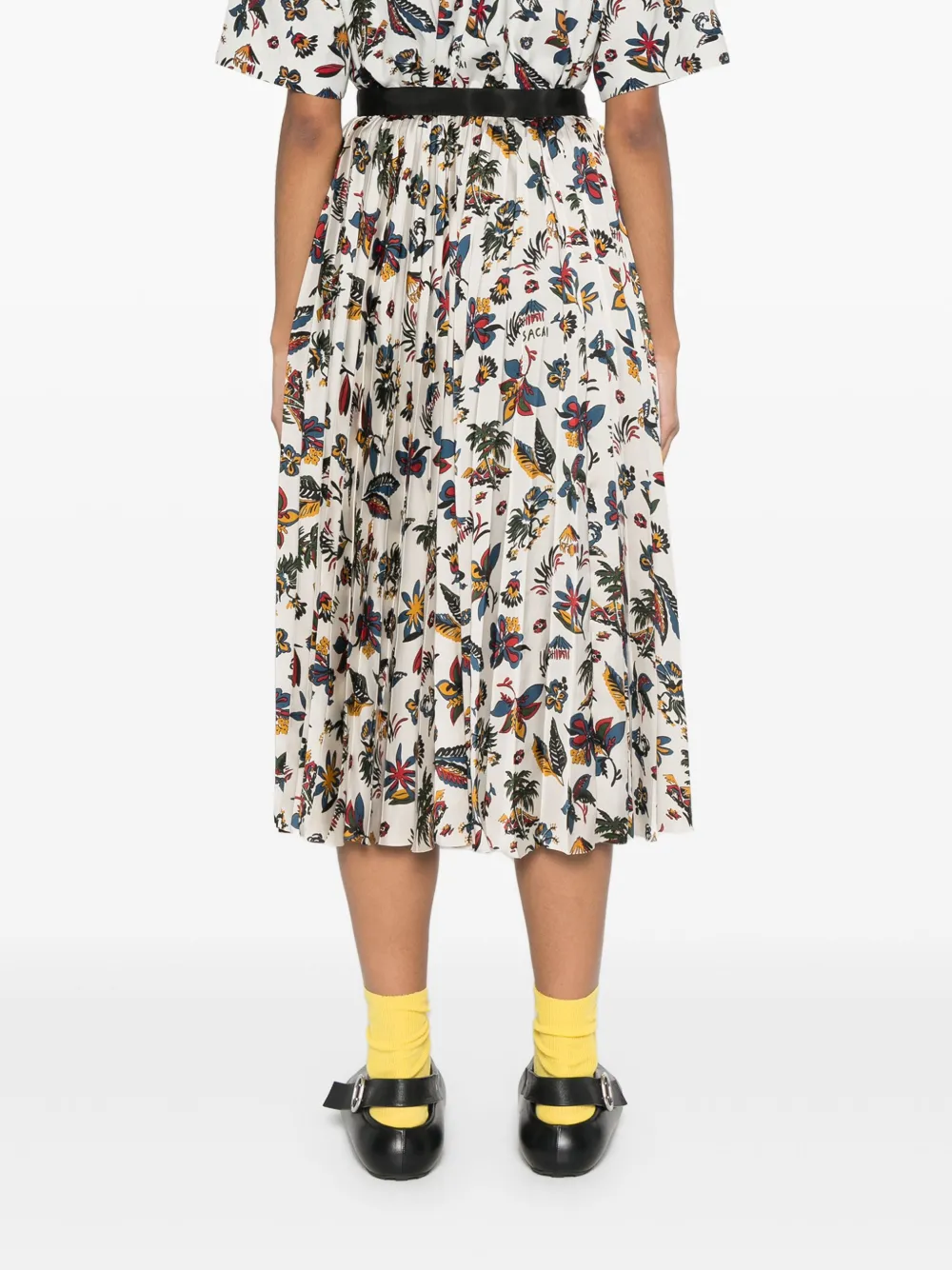 sacai Midi-jurk met bloemenprint Grijs