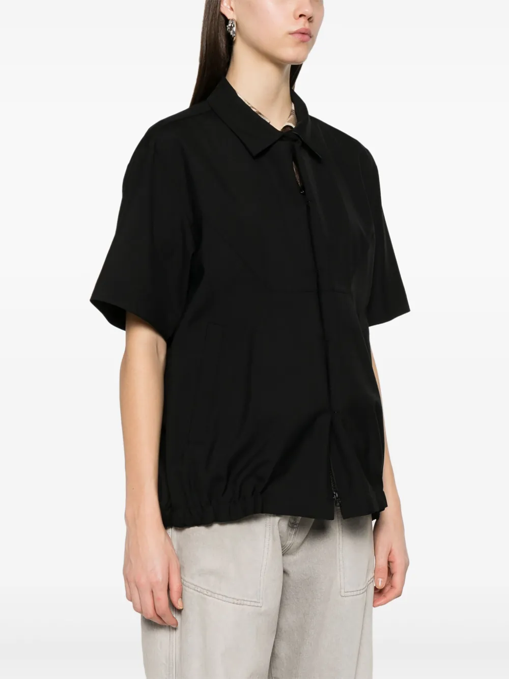 sacai blouse met korte mouwen Zwart