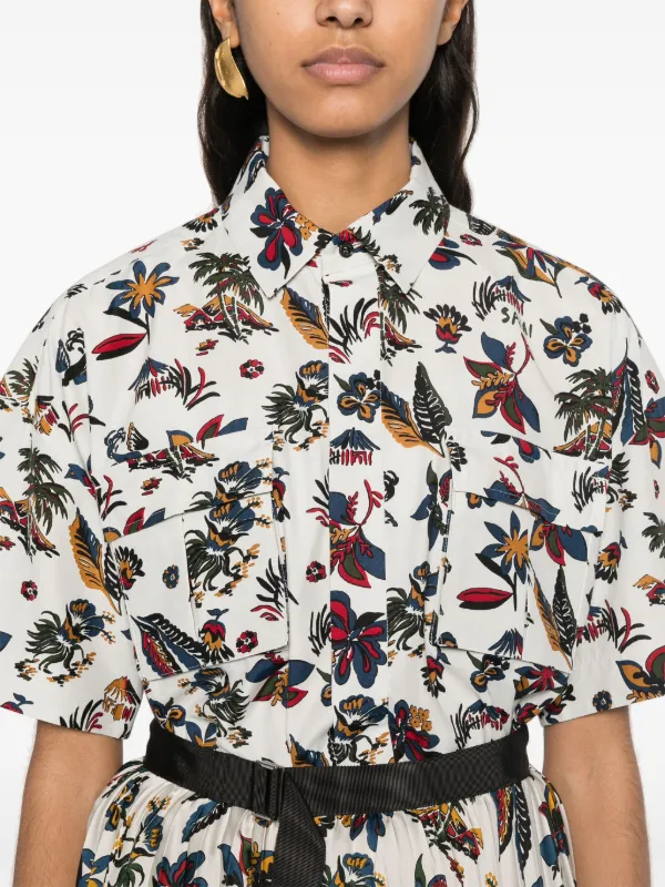 sacai フローラルシャツ　size 1 Sacai フローラル シャツ | グレー | FARFETCH JP