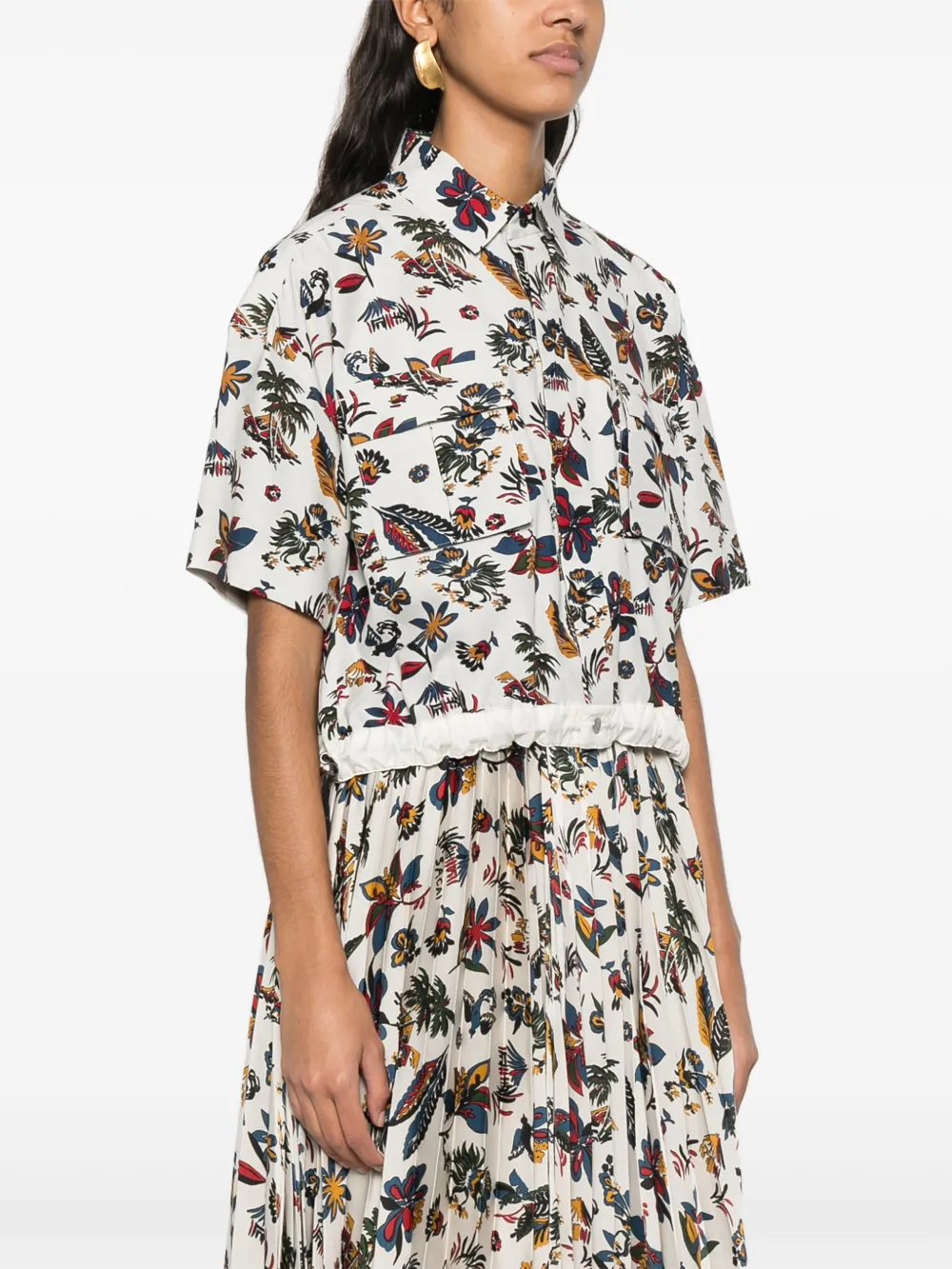 Shop Sacai Floral-print Shirt In Grey
