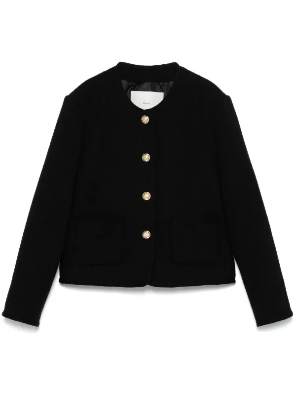 【Dunst】COLLARLESS TWEED JACKET★人気 DUNST Bouclé Tweed Jacket | Black | FARFETCH