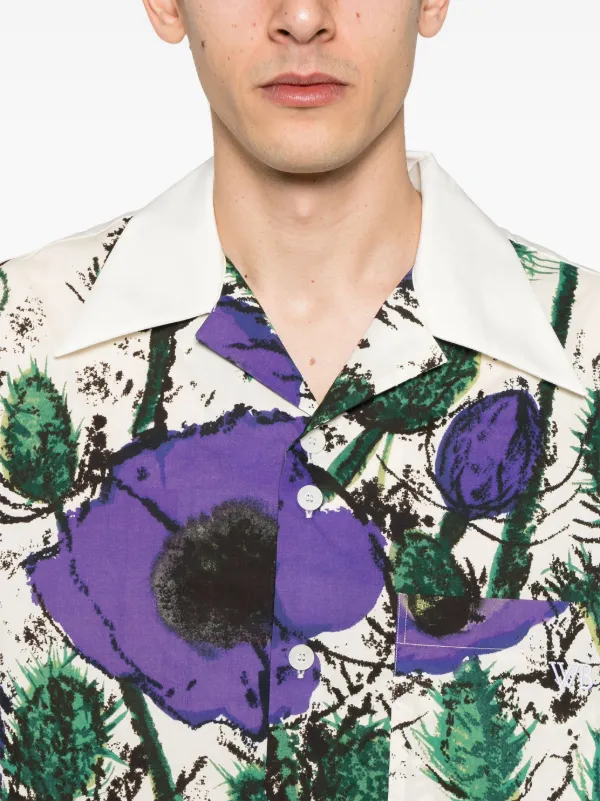 Wales Bonner floral-print Shirt Purple FARFETCH IN