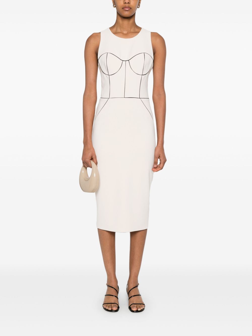 Elisabetta Franchi Crêpe midi-jurk met contrasterende afwerking - Beige