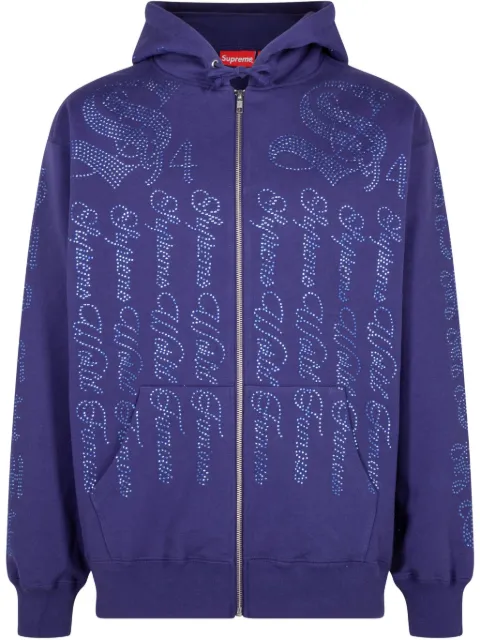 Supreme "SS 22 Washed Navy" zip-up hoodie