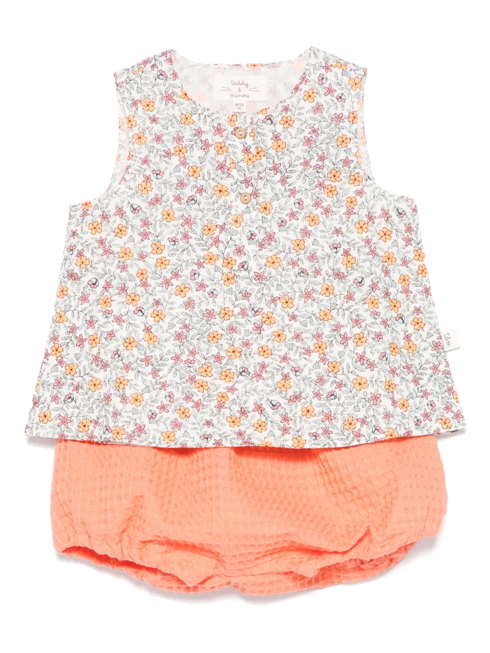 TEDDY & MINOU floral-print tank and shorts set | Orange | Image 1