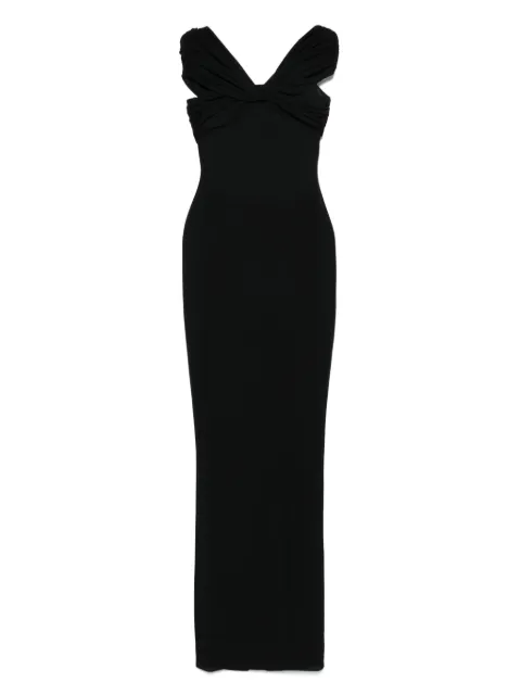 Mônot off-shoulder sheer maxi dress
