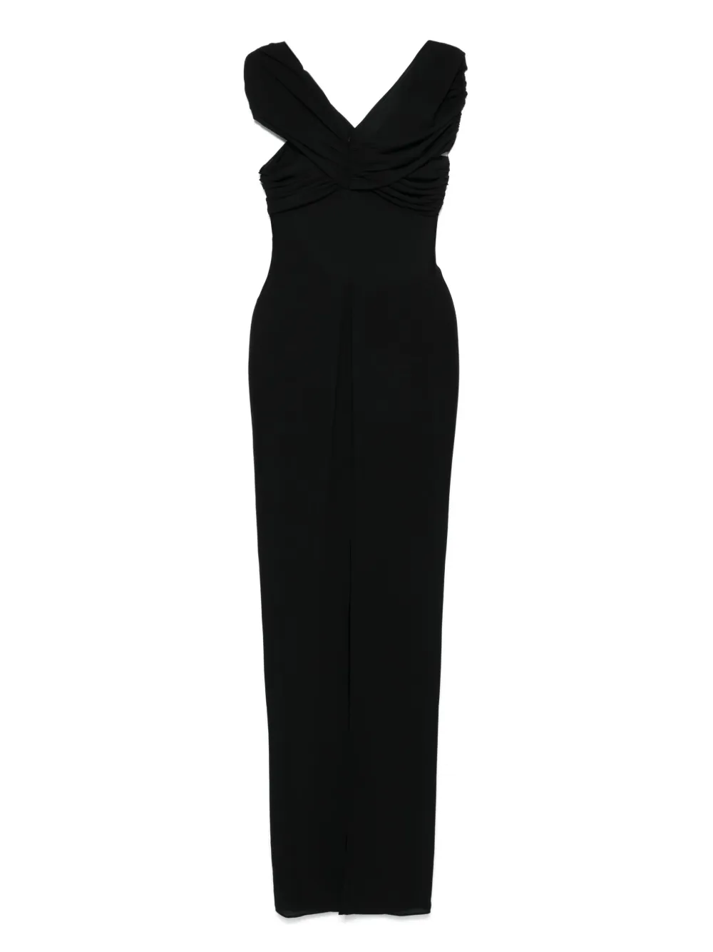 Mônot off-shoulder sheer maxi dress - Zwart
