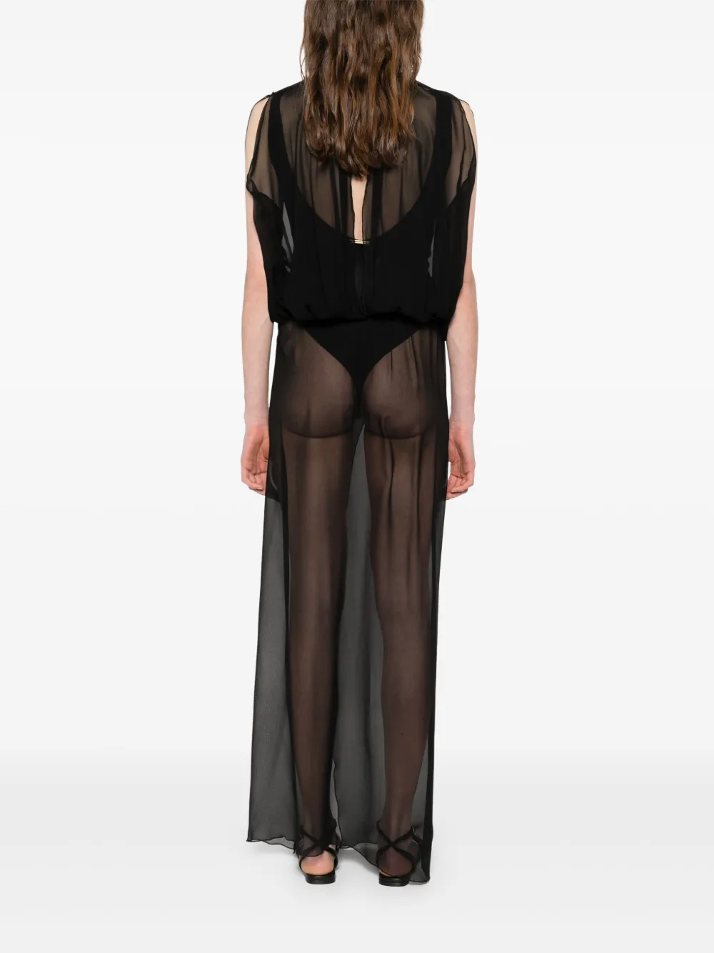 MONOT SLEEVELESS SHEER MAXI DRESS