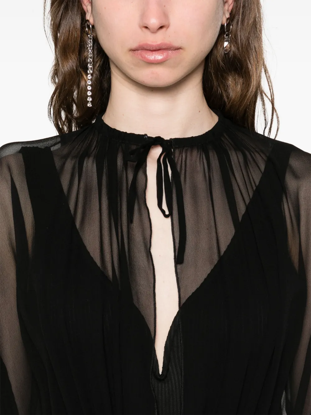 Shop Monot Sleeveless Sheer Maxi Dress