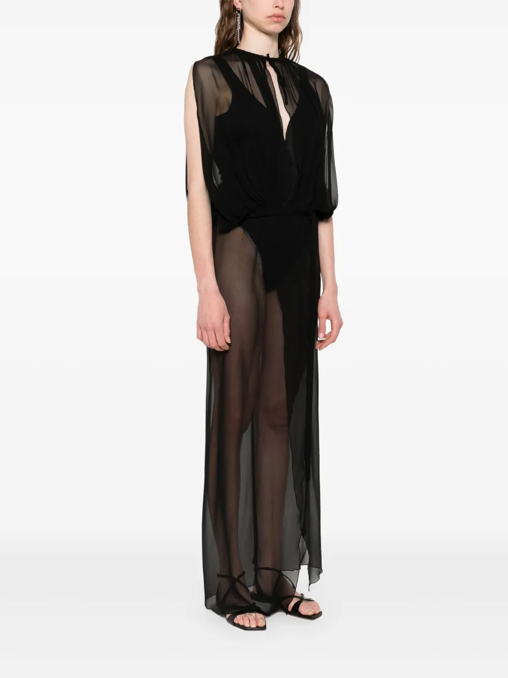 MONOT SLEEVELESS SHEER MAXI DRESS