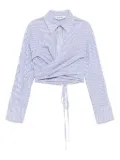 Monse striped long-sleeved wrap cropped shirt - Blue