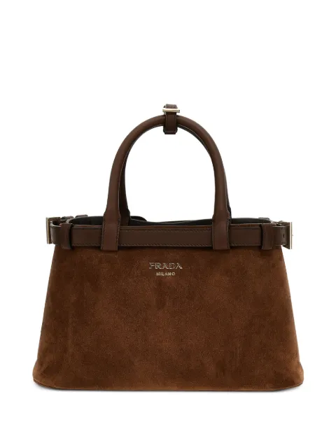 Prada suede buckle handbag