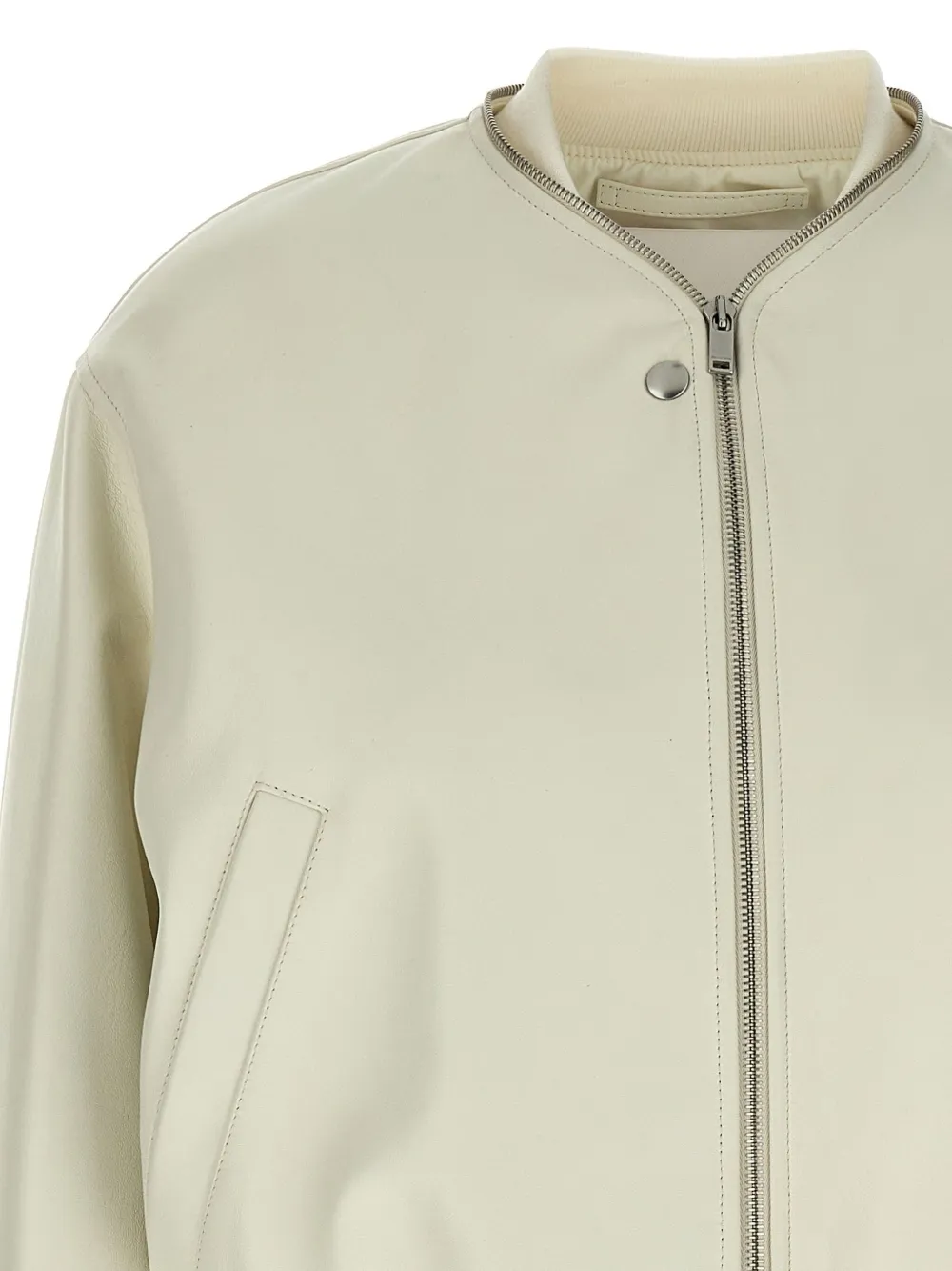 Jil Sander Leren bomberjack Beige