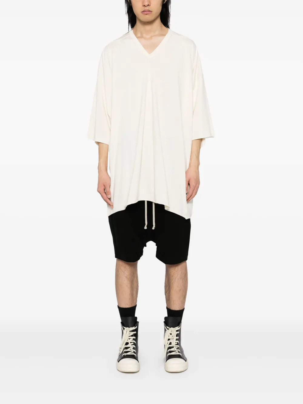 Rick Owens T-shirt met V-hals - Beige