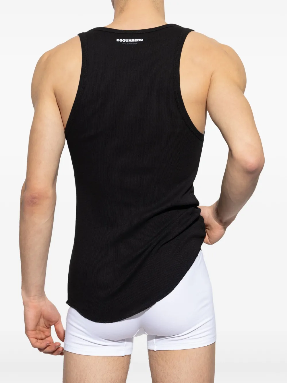 Dsquared2 Ribbed Cotton Vest In Black