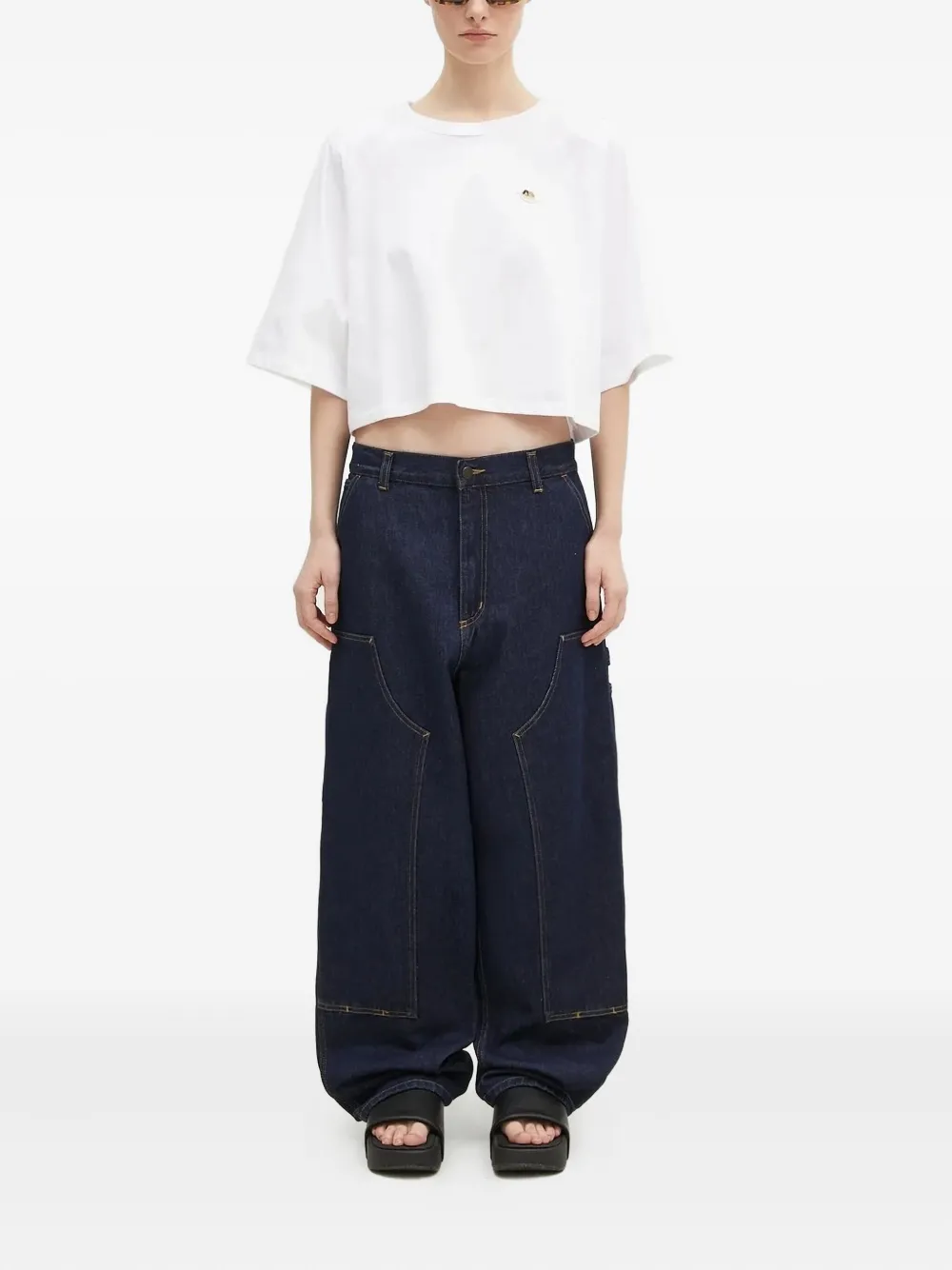 Carhartt WIP Denim jeans met wijde pijpen en dubbele zakken - Blauw