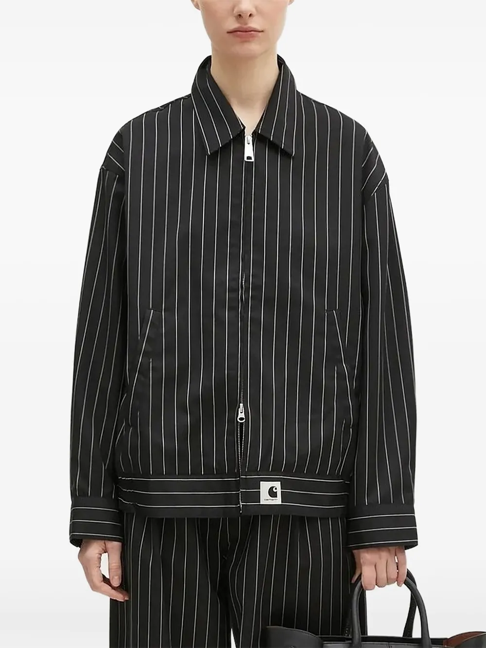 Carhartt Pinstripe Zip-up Jacket In Black