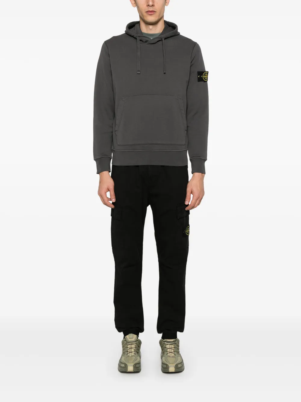 Stone Island logo-patch drawstring hoodie - Grijs