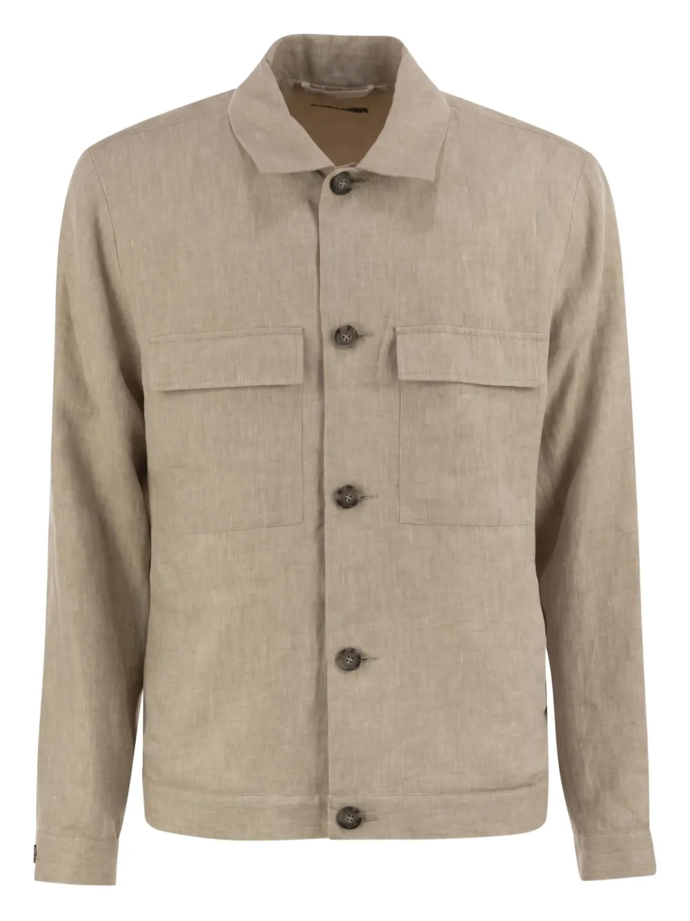 Peserico buttoned flap-pocket shirt jacket | Brown | Image 1
