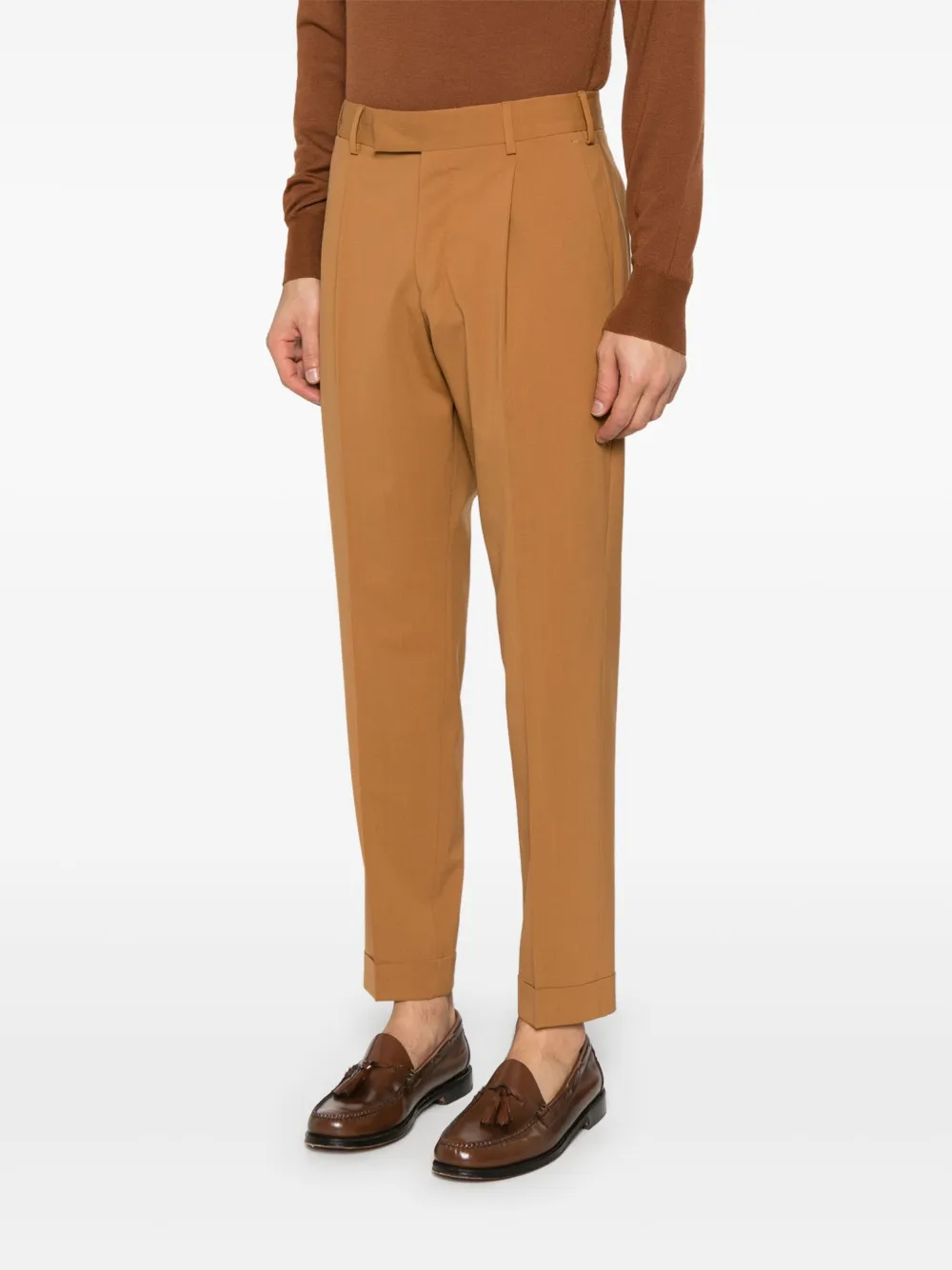 Shop Pt Torino Tapered-leg Trousers In 褐色