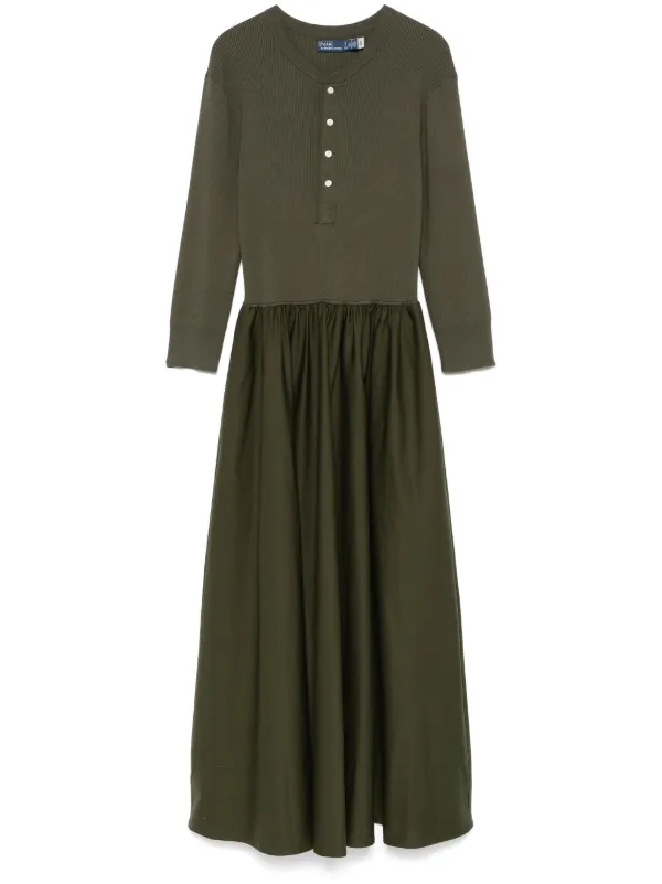 Polo Ralph Lauren Henley-Bodice Maxi Dress Green FARFETCH ID