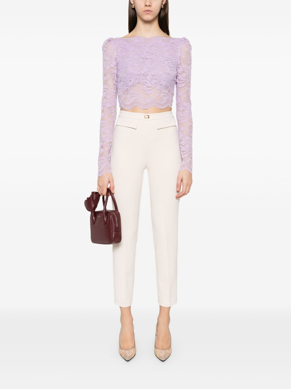 Elisabetta Franchi Crêpe broek - Beige