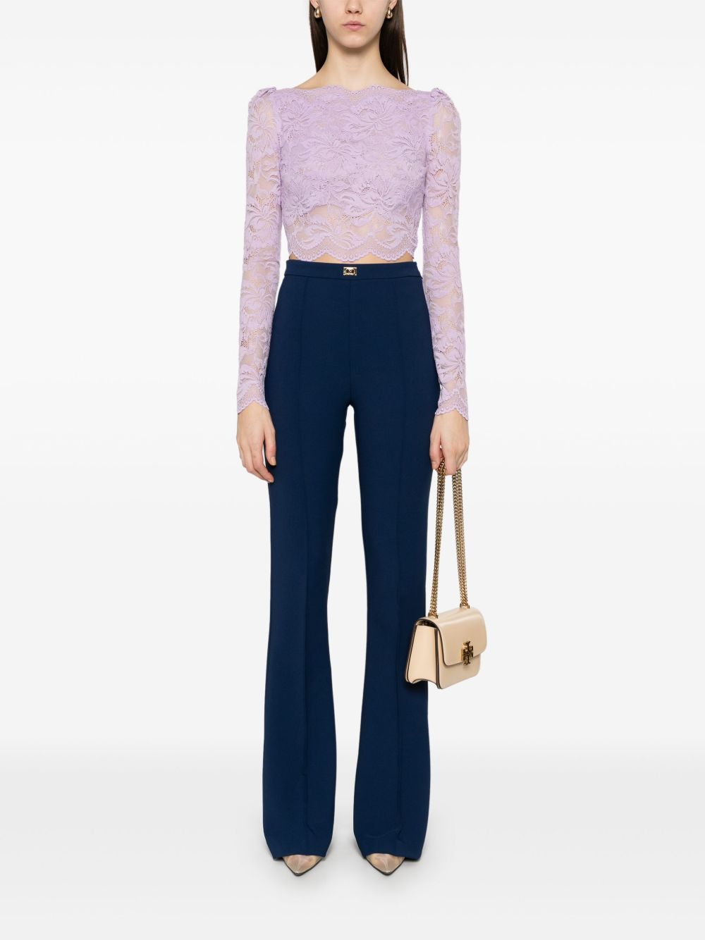 Elisabetta Franchi Crêpe flared broek - Blauw