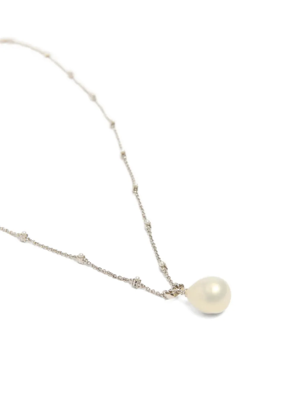 Valentino Garavani Vlogo Signature Metal, Pearl and Swarovski® Crystal Necklace in Silver, view 4