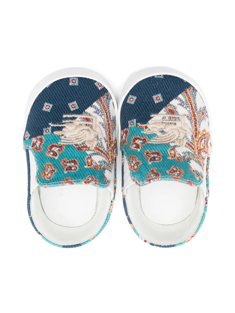 ETRO KIDS Pegaso-embroidered trainers Blue